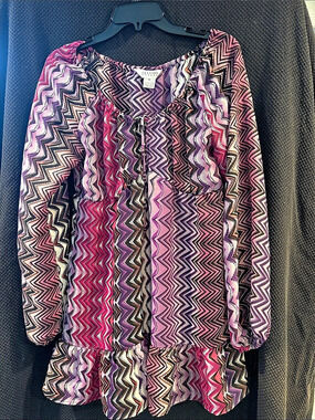Allison Taylor Geometric Blouse in Purple & Pink Size Medium
